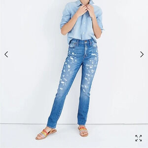Madewell jeans Slim boyfriend high rise Paint Splatter K7544 23 new